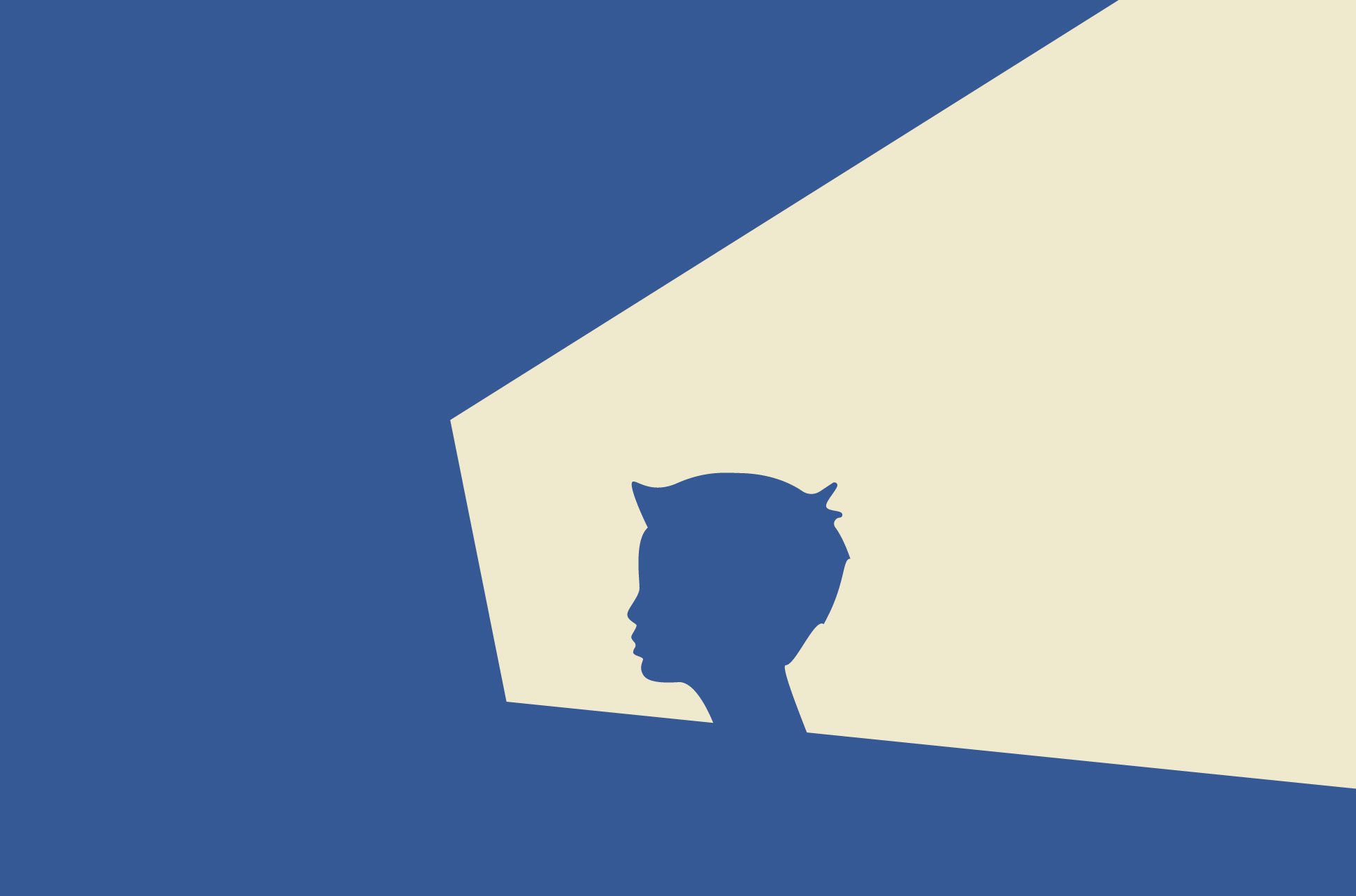 Shadow of kid looking at screen.