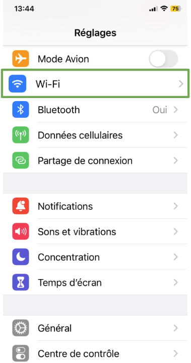 The Settings page of an iOS device, showing the Wi-Fi option.