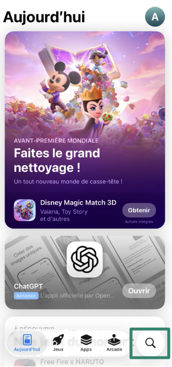 Accessing the App Store on iOS.