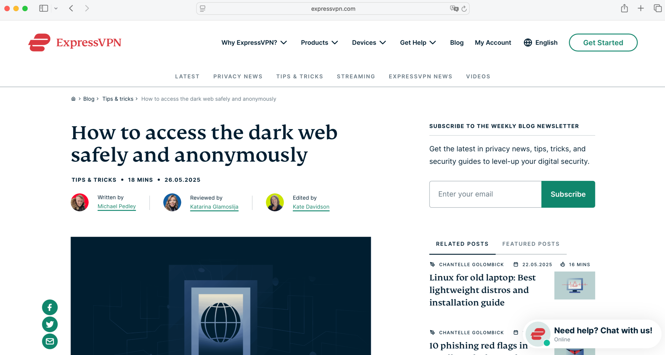 Safari with a webpage open.