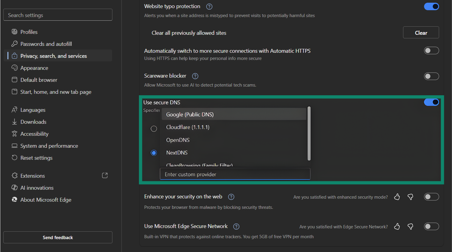 Choose your DNS provider