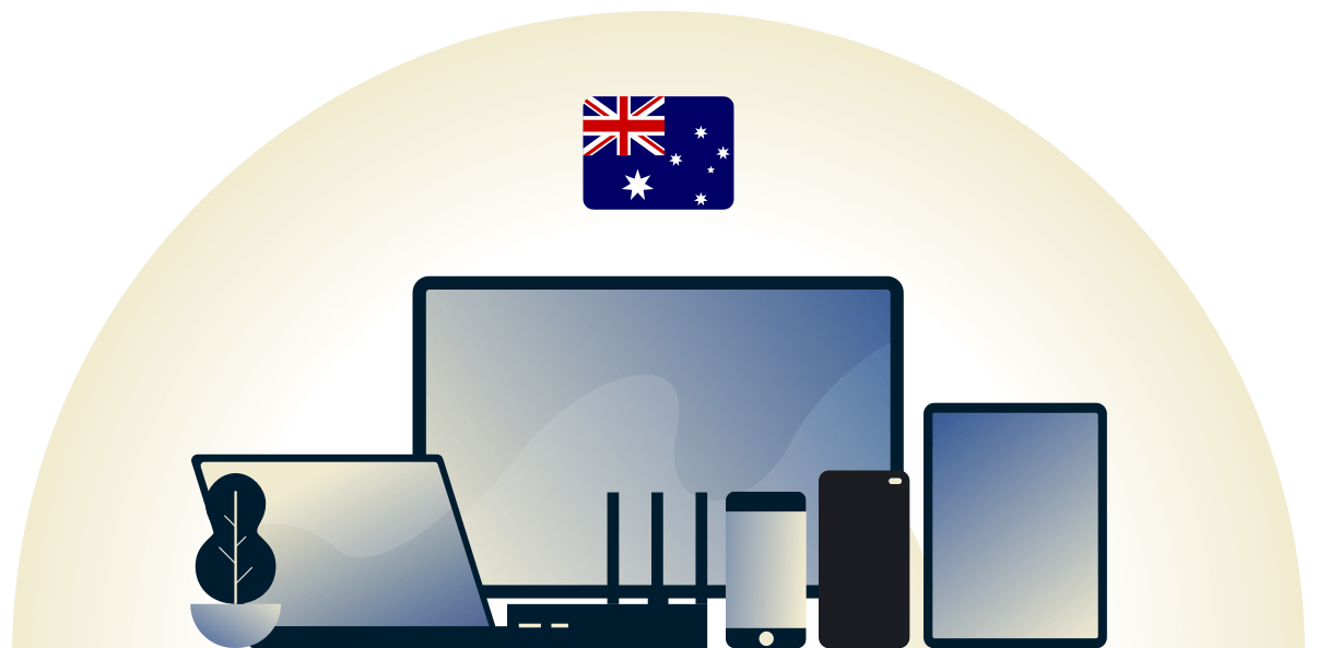VPN per l'Australia che protegge una varietà di dispositivi.