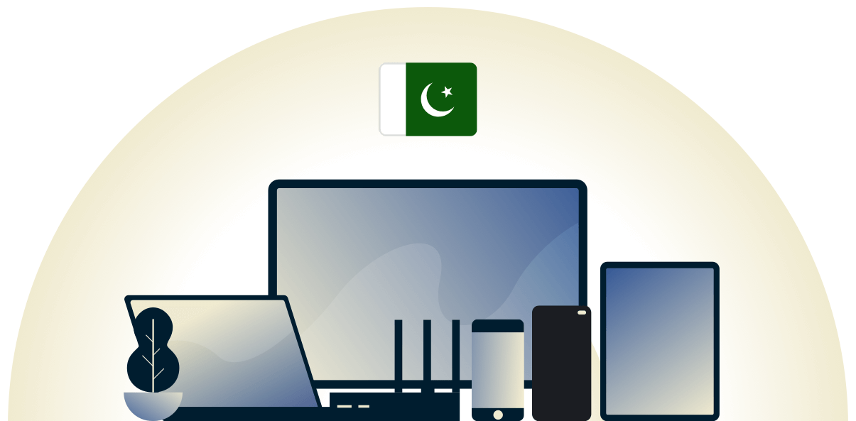 VPN per il Pakistan che protegge una varietà di dispositivi.