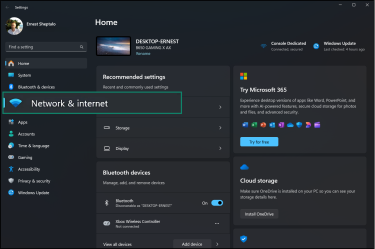 Inside the Setttings menu, select Network and internet.