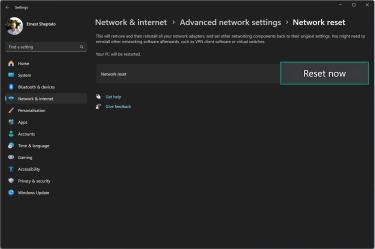 In the Network reset menu, confirm the process.