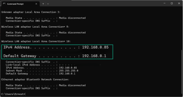 Copy or write down your IPv4 and Default Gateway addresses.