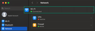 Image showing how to find Mac Wi-Fi option in the settings.